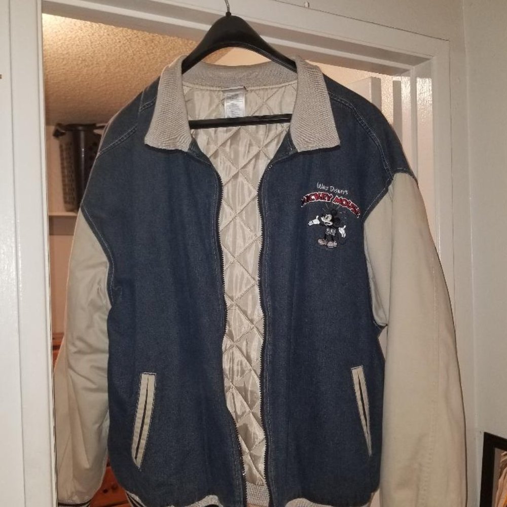 Vintage XXL 2X Mickey Disney Jean Jacket varsity